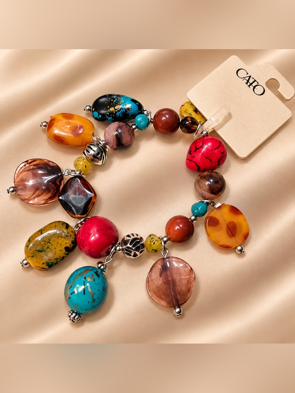CATO Multicolor Beaded Bracelet - Bold Mixed-Stone Design